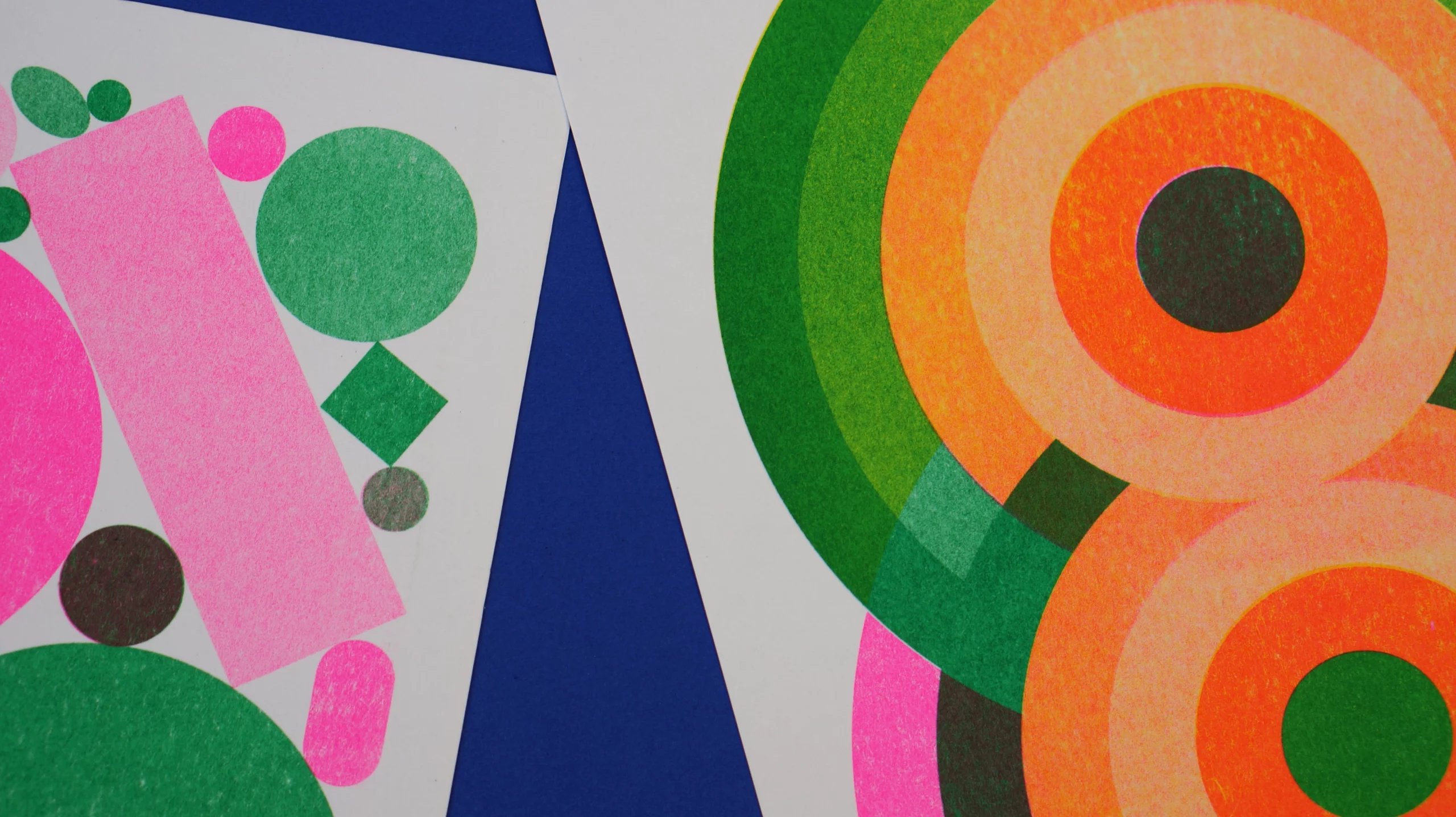 Illustrations en risographie : jeu de formes et de couleurs