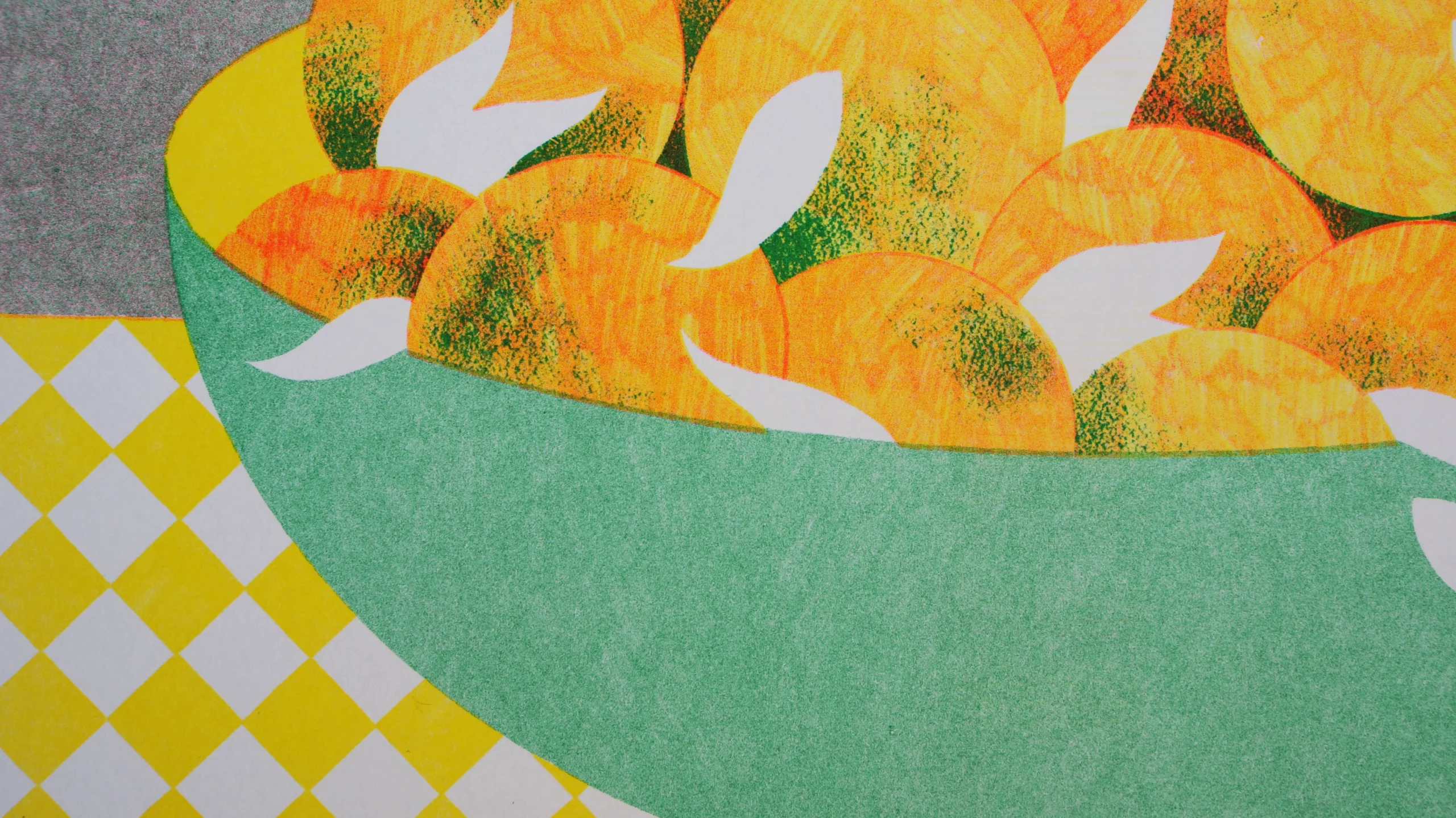 Illustrations en risographie sur la thématique des natures mortes